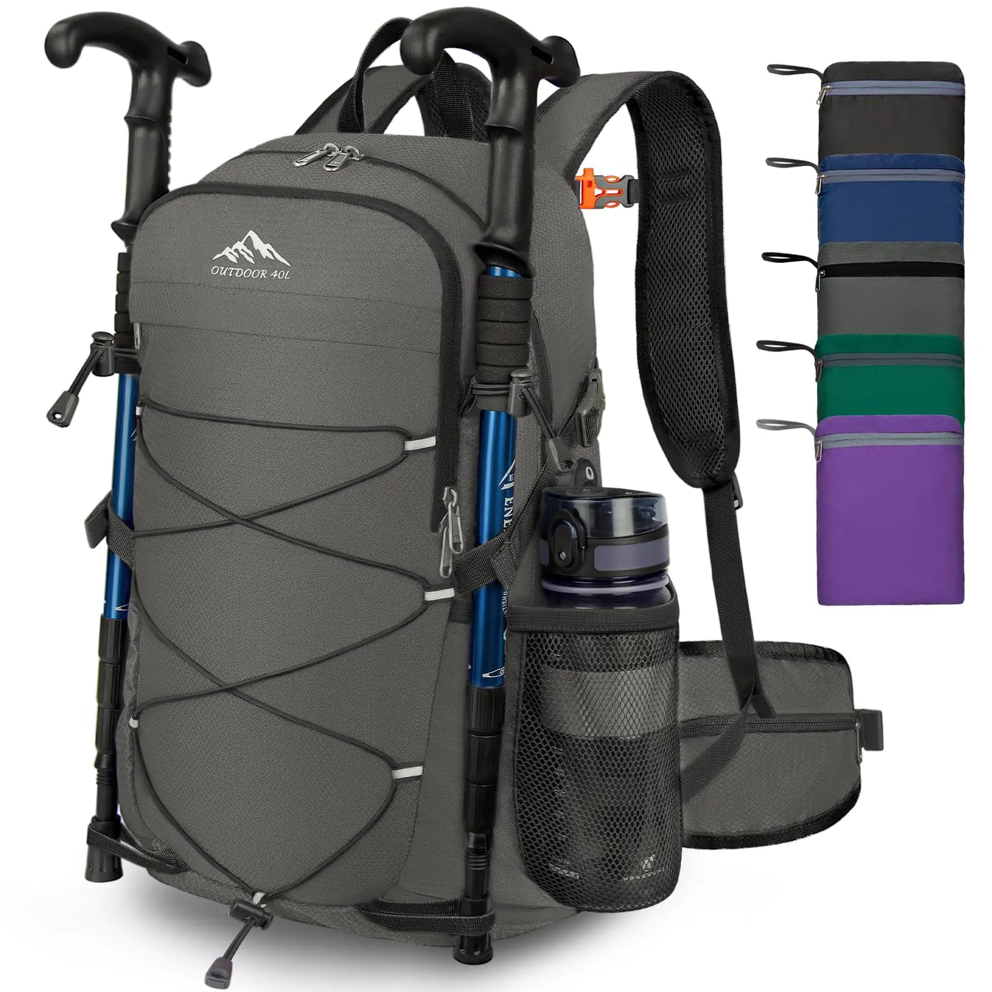 BKNOOU 40L Lightweight Hiking Backpack Packable Camping Backpack Waterproof Hiking Daypack Men Women Foldable Travel Daypack