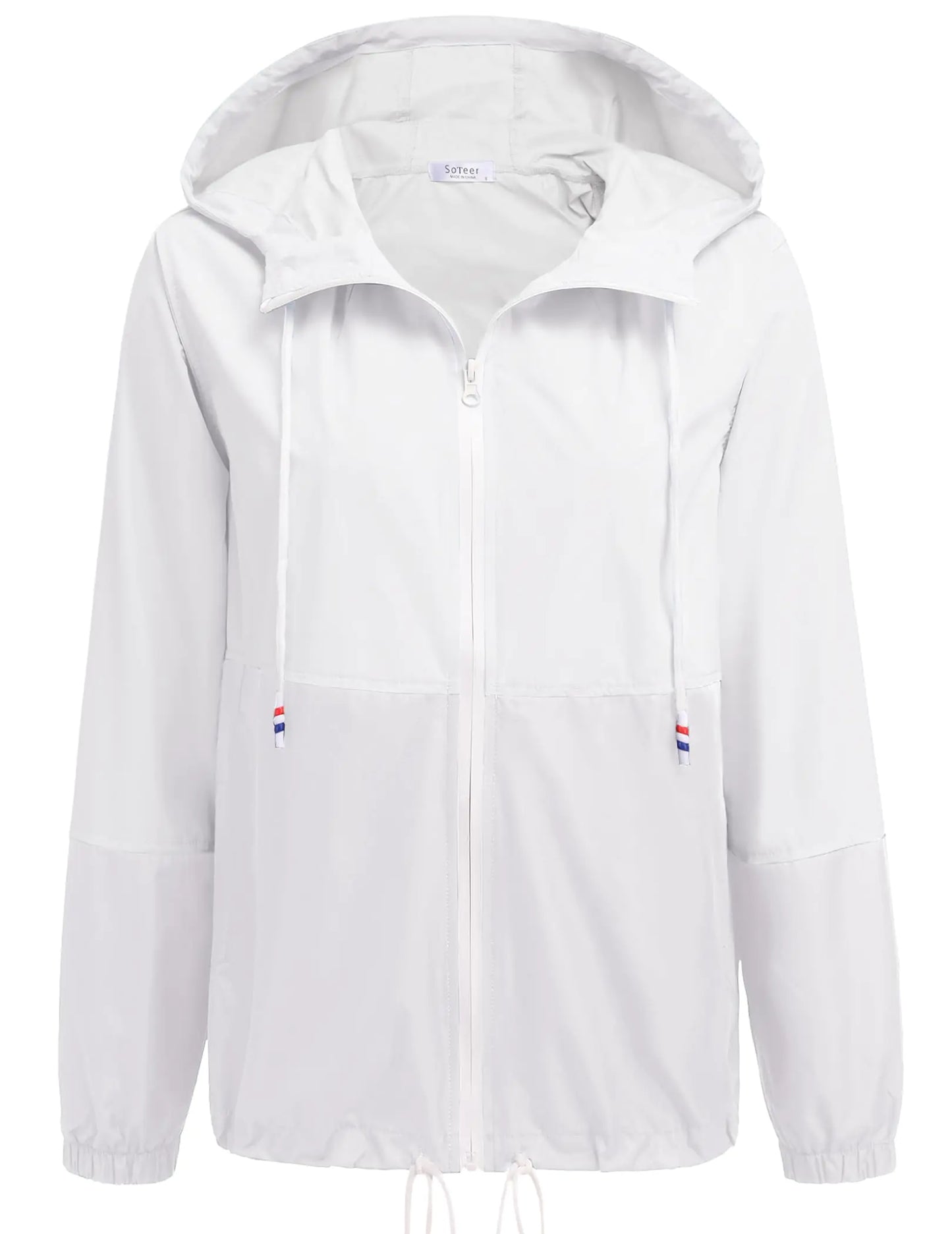 SoTeer Women Rain Jacket Waterproof Raincoats Colorblock Womens Rain Coat Lined Jackets Lightweight WindbreakerWhite XXL