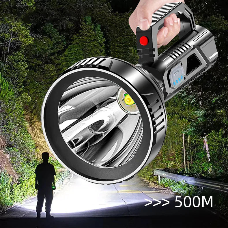 USB Rechargeable LED Spotlight Flashlight for Outdoor Use