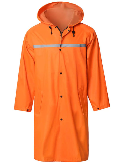 Unisex Long Hooded Safety Rain Jacket Waterproof Emergency Raincoat Poncho(OrangeXXL)