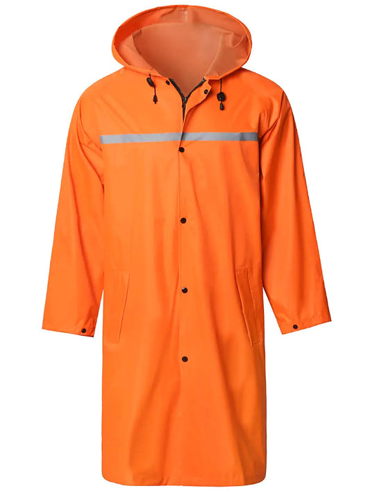 Unisex Long Hooded Safety Rain Jacket Waterproof Emergency Raincoat Poncho(OrangeXXL)