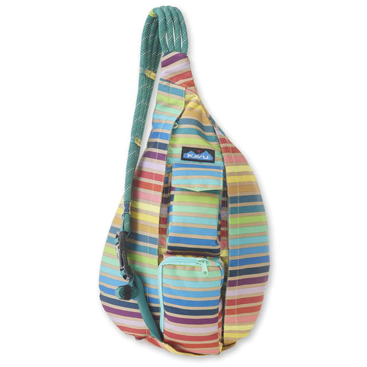 KAVU Original Rope Sling Pack with Adjustable Rope Shoulder Strap Summer Stripe
