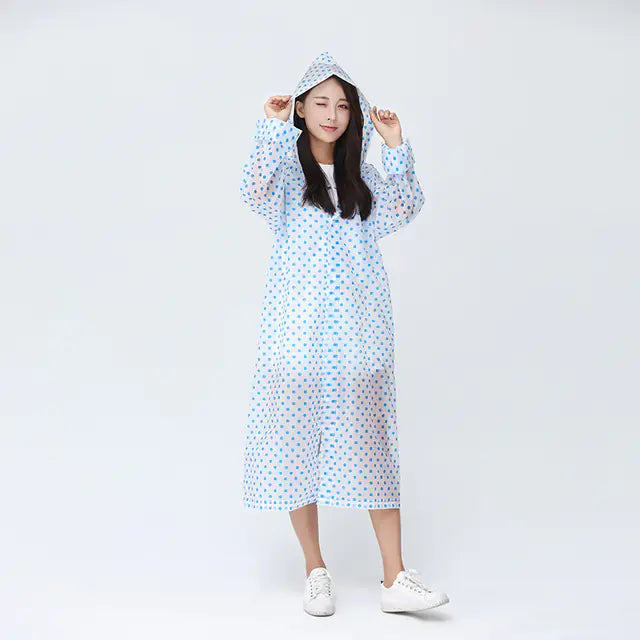 Women's Waterproof Transparent Polka Dot Rain Jacket