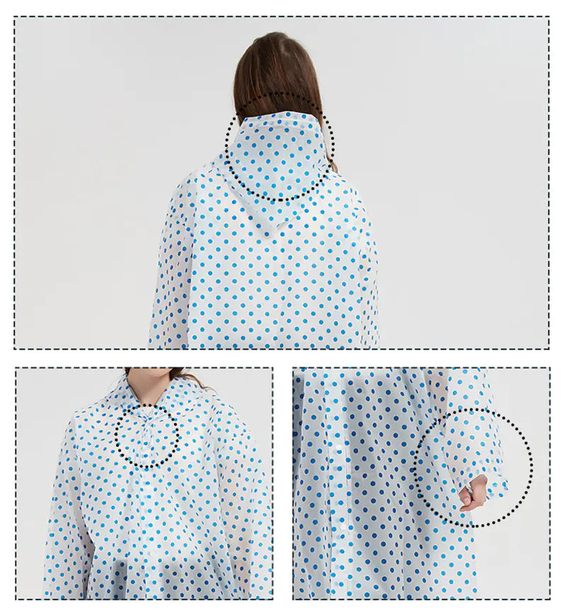 Women's Waterproof Transparent Polka Dot Rain Jacket