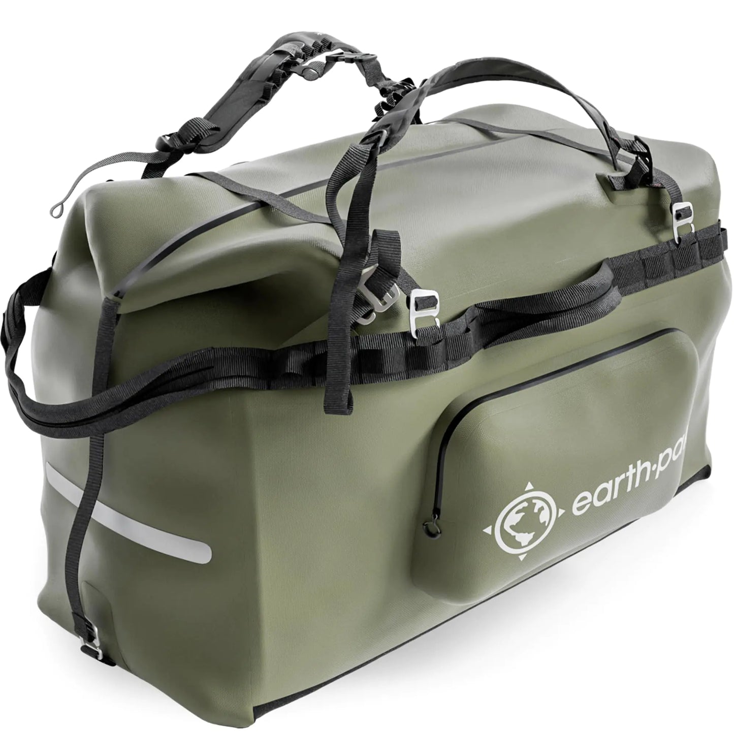 Earth Pak Waterproof Duffel Bag - Large Dry Bag 1680D TPU Waterproof Bags - Heavy Duty Camping Bag - Waterproof Duffle Bag 8x8 Popout Pocket- Boat Bag- Marine Dry Bags for Kayaking (Forest Green160L)