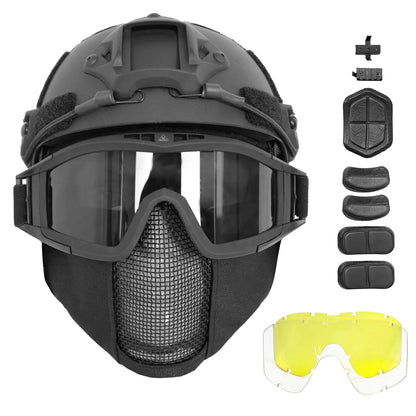 ULTAC Airsoft Helmet with Full Face Protection Tactical Airsoft Mask Compatible with Goggles & Accessories Ideal for Paintball & Outdoor Games