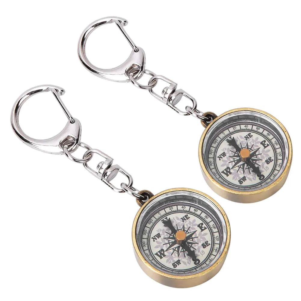 Keychain Compass Pack of 2 Vintage Style Zinc Alloy Pocket Compass Navigation Tool for Outdoor Camping Hiking