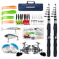 Fishing Rod Reel Combos 2PCS 2.1m/6.89ft Collapsible Fishing Rods + 2PCS Spinning Reels + Fishing Lines Fishing Lures Carrier Bag Telescopic Fishing Pole Set Sea Saltwater Freshwater Kit