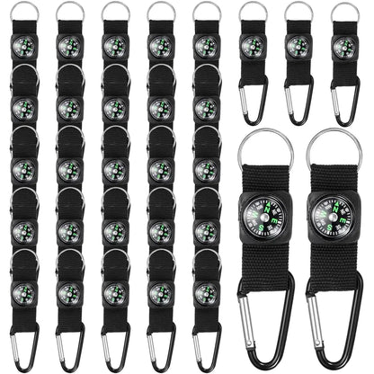 30 Pcs Belt Clip Compass Black Prize Belt Compass Keychain Compass Bulk Metal Work Clips Guiding Hiking Carabiner Outdoors Boys Girls Scouts Rock Climbing Camo Birthday Party Favors