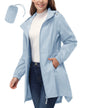 33000ft Womens Waterproof Long Rain Coats Packable Rain Jacket with Hood Trench Coats Windbreaker