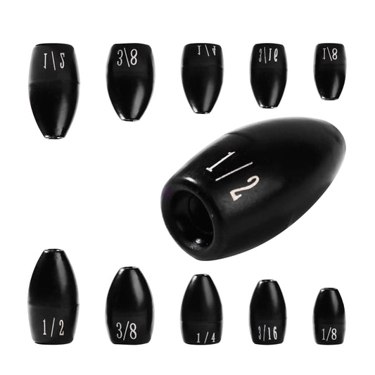 JUIFUTIME Tungsten Fishing Weights Tungsten Weights Fishing Tungsten Fishing Weights for Bass Fishing Bullet Fishing Sinkers Weights (3/16 oz - 10 Pack)