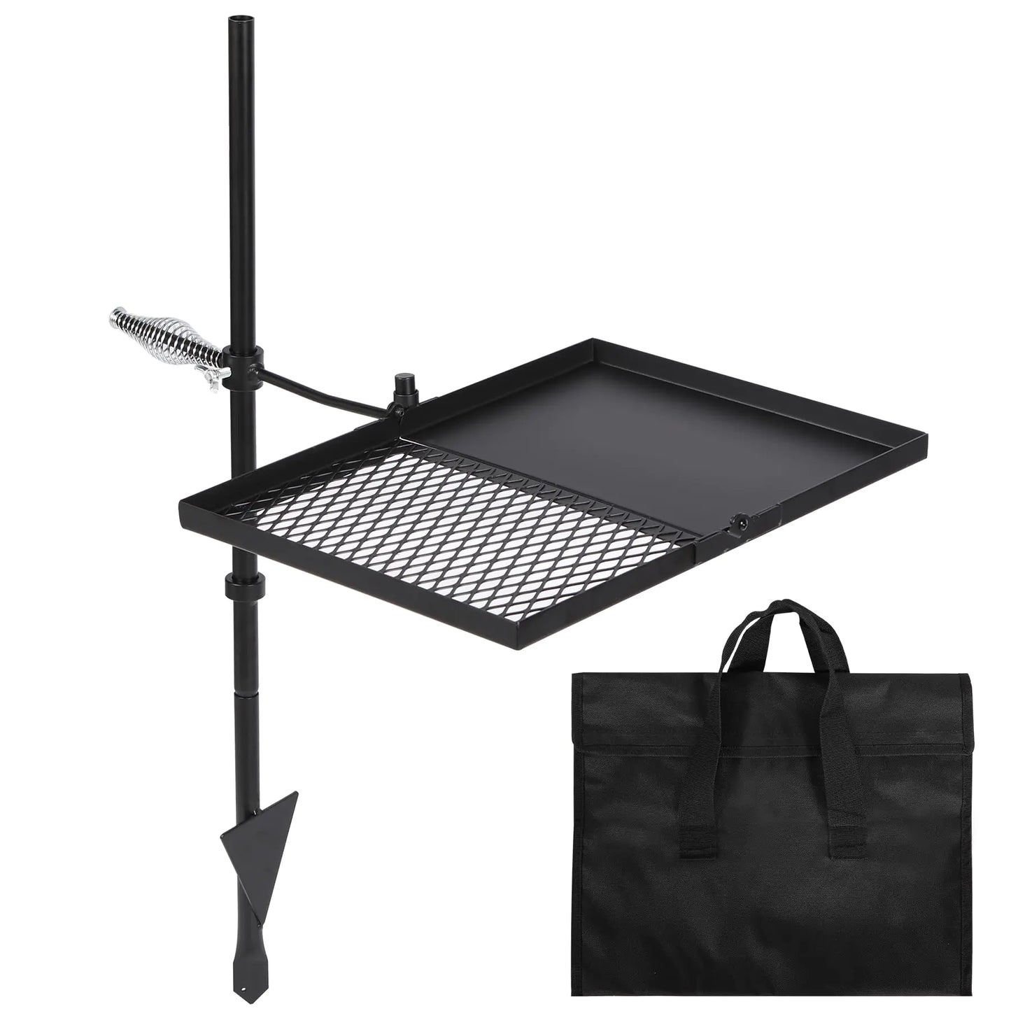 REDCAMP Folding Swivel Campfire Grill Portable Fire Pit Grill Grate Over Fire Pit Heavy Duty Steel Grate & Camp Fire Rack with Carrying Bag for Outdoor Camping Cooking
